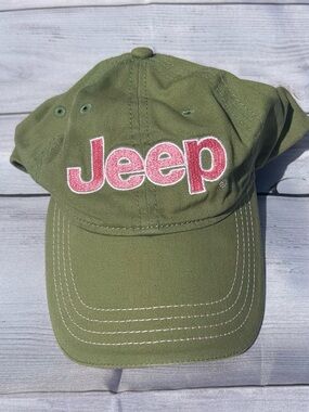 Jeep Olive Green Cap with Pink Logo